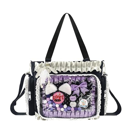 KJEYOB Ita Bag,DIY Clear Pin Display Bag with Insert and Accessories,Anime Kawaii Ita Crossbody Purse,Women Y2K Shoulder Bags - Image 1