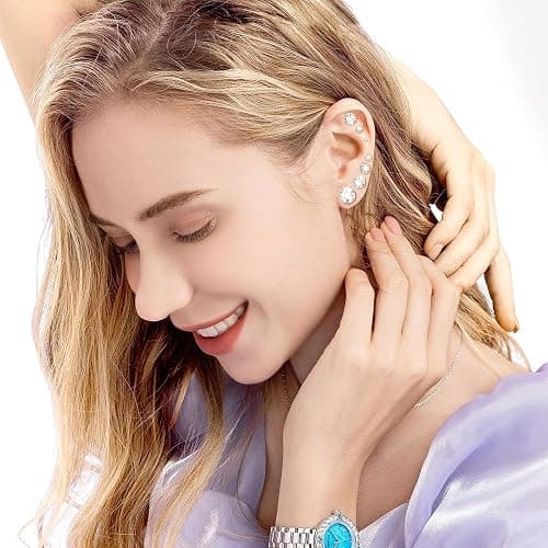 Silver Gold Black Stud Earrings Set 7Pairs Hypoallergenic Cubic Zirconia Titanium Stainless Steel Silver Rose Gold Black CZ Cartilage Stud Earrings Jewelry Sets for Women Men, 2-8mm CZ Stud Earrings thumbnail 5