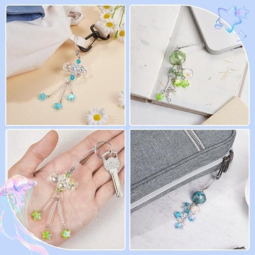 BEEFLYING Jellyfish Phone Charms Aesthetic Y2K Cute Charm Straps Cell Phone Pendants Accessories with Star Heart for Bag Keychain Camera Wallet Decor, Blue thumbnail 6