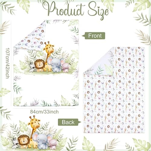 Hahafelt 4 Pieces Baby Crib Bedding Set for Girls and Boys, Soft Baby Bedding Set Including Crib Skirt, Comforter, Sheet and Diaper Stacker for Nursery (Wildlife Theme) thumbnail 2