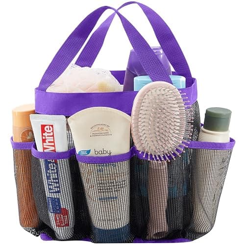 Lifewit Mesh Shower Caddy Freestanding Portable Shower Tote Bag for College Dorm, Bathroom, Gym, Travel, Quick Dry Hanging Organizer with 7 Storage Pockets for Toiletry Essentials,Purple - Image 1