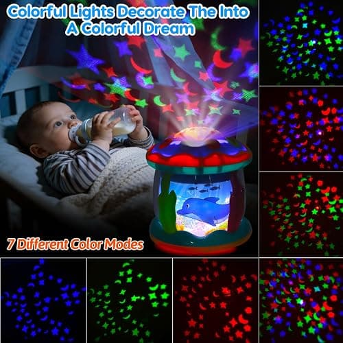 Tsomtto Baby Toys Ocean Projector Rotating Musical Learning Toys | Light Up Tummy Time Toys for Infants Baby Aquarium Crawling Walking Toys Newborn Must Have Boy Girl Birthday Shower Gifts thumbnail 4
