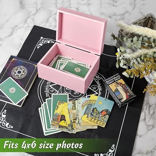 DRASTAR Wooden Box, Small Keepsake Box, Memory Box for Keepsakes, Cute Jewelry Box, Wedding Memory Box with Lids, Pink Decorative Box thumbnail 4
