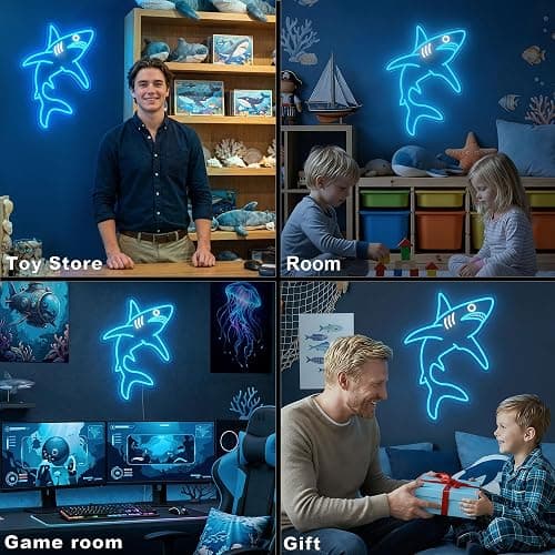 ACOPAEY Shark Neon Sign, Dimmable Ocean LED Neon Lights for Wall Decor, Animal Room Decor for Bedroom, Boys Room, Gaming Room, Man Cave, Gifts for Shark Lovers Gamers, USB Powered, 12.0 x 16.6 Inches thumbnail 5