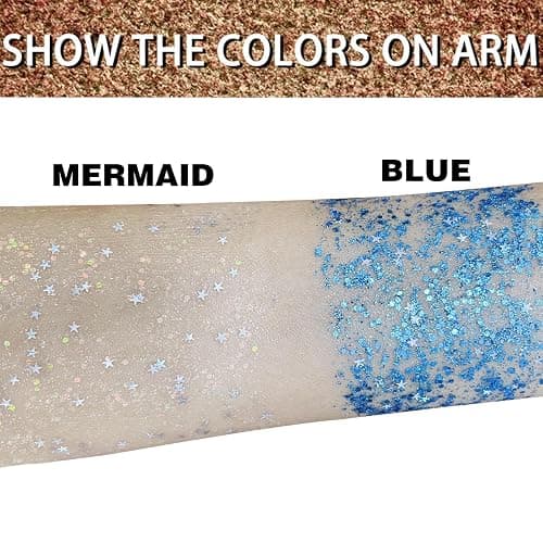 MEICOLY Blue Face Body Glitter Stick,Blue Hair Face Glitter Makeup,Mermaid Chunky Glitter Face Paint,Waterproof Sparkle Festival Rave Accessories for Women thumbnail 6