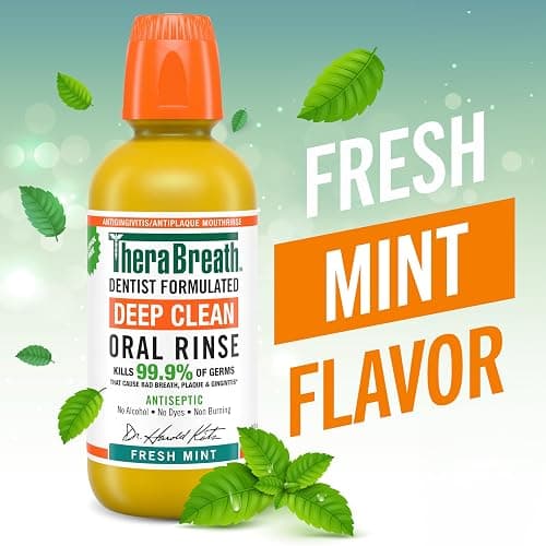 TheraBreath Deep Clean Mouthwash, Antiseptic Benefits, Fresh Mint Flavor, Dentist Formulated, Alcohol Free, 16 fl oz (Pack of 2) thumbnail 2