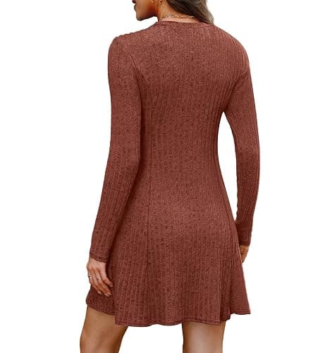 OFEEFAN Fall Dresses for Women 2025 Long Sleeve Crew Neck Sweater Dress thumbnail 5