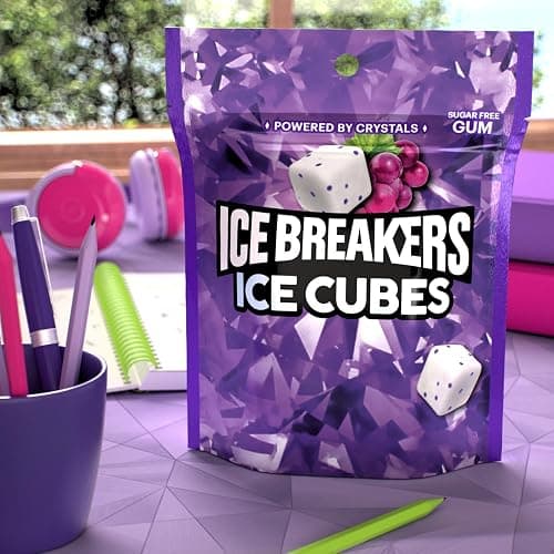 ICE BREAKERS Ice Cubes Arctic Grape Flavored Sugar Free Chewing Gum Pouch, 8.11 oz (100 Pieces) thumbnail 5