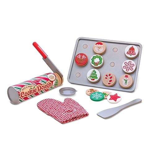 Melissa & Doug Slice and Bake Wooden Christmas Cookie Play Food SetPretend Holiday Santa Cookies for Kids 3+ - Image 1