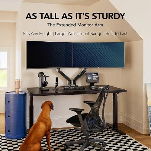 HUANUO Dual Monitor Stand for 13″–40″, Premium Dual Monitor Mount with USB, Height Adjustable Monitor Stand for 2 Monitors, VESA Mount with Clamp/Grommet Base, Holds 26.4lbs per Arm, HNDS7 thumbnail 8