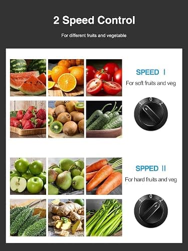 Juicer, Reemix Centrifugal Juicer Machines Whole Fruit and Vegetable, 3-inch Wide Mouth Juicer Extractor with 2 Speeds, Brush Included Easy to Clean (Black, 500W) thumbnail 4