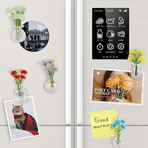 Cute Mini Vase Magnets for Fridge, Tiny Plant Glass Vases with Flowers, Magnetic Refrigerator Decor for Kitchen, Office, Locker (5 Pack) thumbnail 6