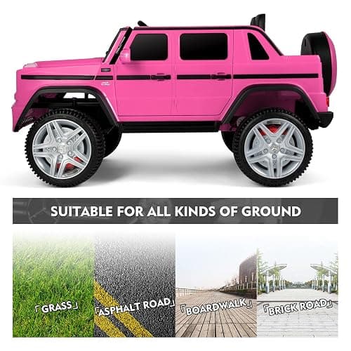 JOYLDIAS Ride On Cars, Licensed Mercedes-Benz Maybach G650S, 12V7AH Battery Powered Toy Electric Car for Kids W/LED Underglow Lights,Remote Control, 2 Motors, 3 Speeds, Music, Bluetooth,Horn,Pink thumbnail 8
