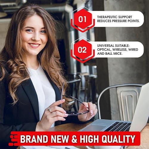 New Horrizon - Mouse Mat BLACK ANTI-SLIP COMFORT MOUSE PAD MAT WITH GEL FOAM REST WRIST SUPPORT FOR PC LAPTOP - Compatible with Laser and Optical Mice thumbnail 3