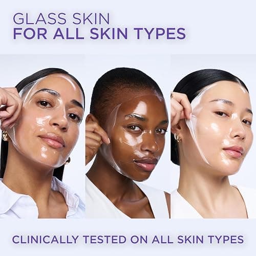L'Oreal Paris Glass Skin Korean Face Mask 4 Pcs, Revitalift Filler Hydrogel Glow Mask, Korean Inspired Skincare, Visibly Transform Skin, Dewy, Plumped and Refreshed Look thumbnail 7