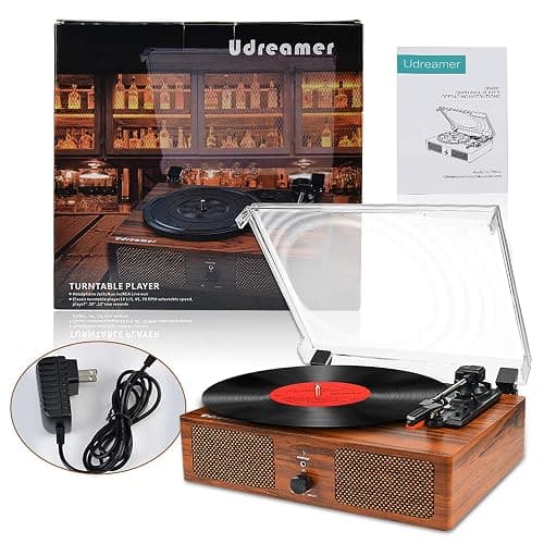 Vinyl Record Player Wireless Turntable with Built-in Speakers and USB Belt-Driven Vintage Phonograph Record Player 3 Speed for Entertainment and Home Decoration thumbnail 8