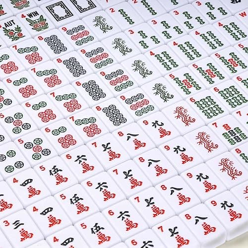 Majolicia American Mahjong Tile Set Complete, 166 White Tiles with Accessories, 4 Mahjong Racks with Pushers, Mahjong Set with Blue Carrying Bag for Beginners (Ma Jong, Mah-Jongg) thumbnail 7