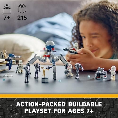 LEGO Star Wars Clone Trooper & Battle Droid Battle Pack Set for Kids, Buildable Toy Speeder Bike Vehicle, Tri-Droid and Defensive Post, Collectible, Gift for Boys and Girls Aged 7 and Up, 75372 thumbnail 2