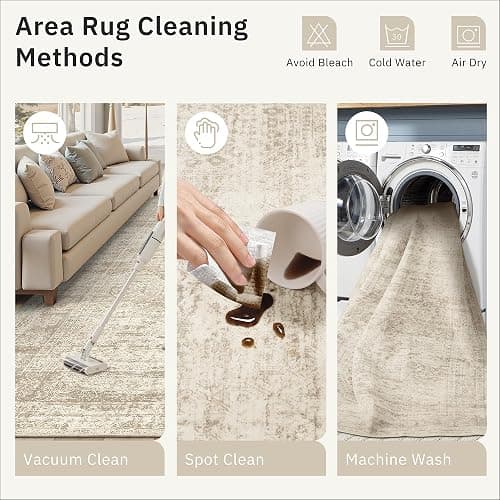Soalmost Washable Area Rug 8x10, Large Soft Rugs for Living Room Vintage Beige Carpet 8x10 Area Rugs for Bedroom Dining Room Non-Slip Stain Resistant Under Table Rug thumbnail 4