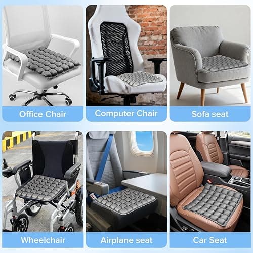Sondour Travel Seat Cushion, Airplane Cushion Long Flight, Airplane Gadgets Inflatable Seat Cushions, Portable Airline Cushion With Air Pump, Wheelchair Cushions; Pressure Relief Seat Cushion - Grey thumbnail 6