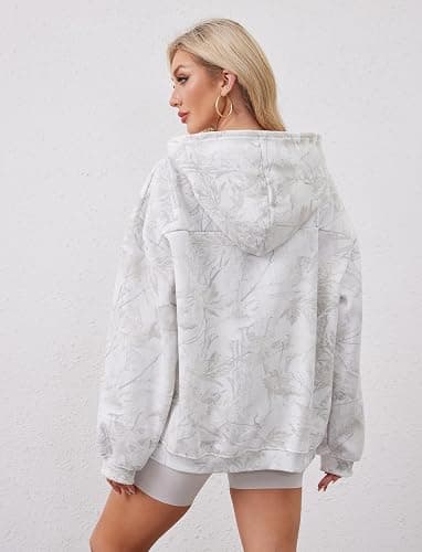 Dsewpaur Camo Hoodie For Women Oversized Long Sleeve Drop Shoulder Fleece Hooded Sweatshirt Pullover With Pocket Outfits thumbnail 5