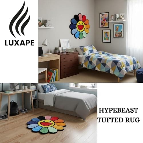 LUXAPE Murakami Rug - Handmade & Premium- 28in (70cm) - Hypebeast Decor - Hypebeast Room - Living Room, Bedroom, Children Bedroom, Door mat - Aesthetic Room Decor - Luxape Rugs (Luxape-A2) thumbnail 4