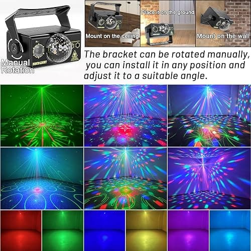 caivimvn Party Lights, DJ Disco Light Disco Ball Light Sound Activated Strobe Stage Lights for Parties Birthday Christmas Gift Wedding Karaoke KTV Bar Club Pub Dance Home Room Halloween Decorations thumbnail 3