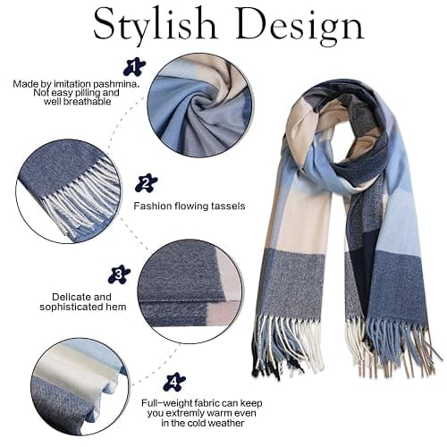 SOJOS Classic Plaid Tartan Scarf for Women Men Soft Scarves SC316 thumbnail 2