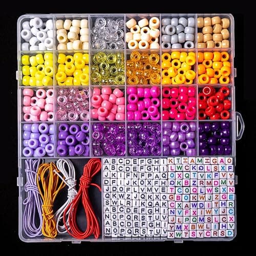 nikkiGUO 2500 PCS Pony Beads Jewelry Making Kit – 96 Colors, UV Color Changing & Glow Alphabet Beads, Heart Bow Crystal String, Tools, Gift Box for DIY Bracelets, Necklaces thumbnail 5
