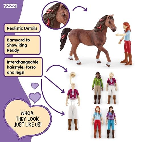 Schleich Horse Club - Complete 40PC Horse Club Rider Playset - Hannah, Sofia, Lisa and Sarah Poseable Rider Figures with Horses and Riding Accessories - Equestrian Toy Set for Kids Ages 5+ | 72221 thumbnail 4