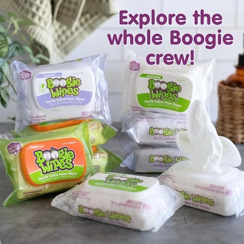 Boogie Wipes Gentle Saline Nose Wipes - 180 Count | Unscented, Hypoallergenic & Alcohol-Free - Made with Natural Saline, Aloe, Chamomile & Vitamin E - Diaper Bag Essential thumbnail 8