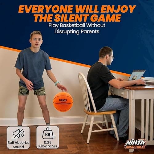 NERO SPORT Ninja Silent Basketball- Soft Foam Indoor Hoop Play | Soundless Ball for Quiet Dribbling and Indoor Training thumbnail 7