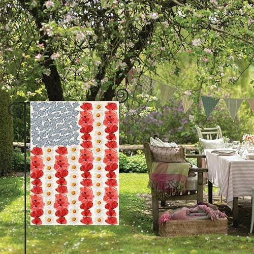 AVOIN colorlife Patriotic Memorial Day American Garden Flag 12x18 Inch | Double Sided, Weather & Fade Resistant, Yard Outdoor Decoration, Featuring Myosotis Poppy design, 4th of July thumbnail 4