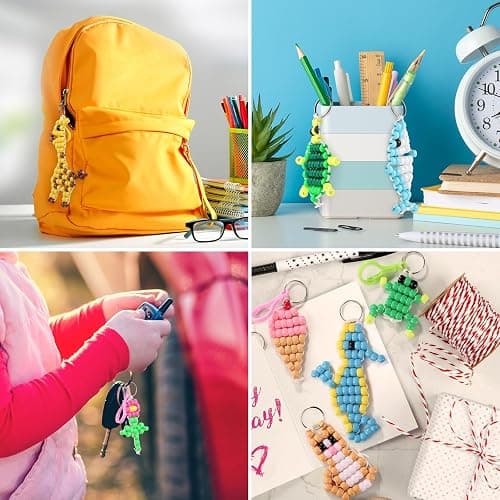 Beads for Crafts, Pony Beads Keychain Making Kit, Bead Pets for Kids Girls | Funtopia Bracelet Making kit Beaded Animal Set Birthday Party DIY Art Crafts for Girls Boys Beginners(1500 Bead, 30 Designs) thumbnail 5