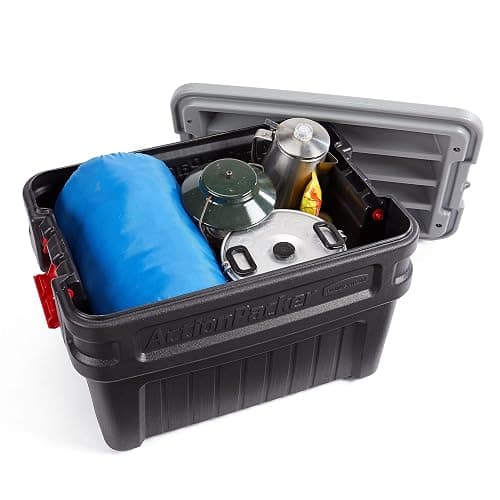 Rubbermaid ActionPacker️ 24 Gal Lockable Storage Box Pack of 2, Outdoor, Industrial, Rugged, Grey and Black thumbnail 4