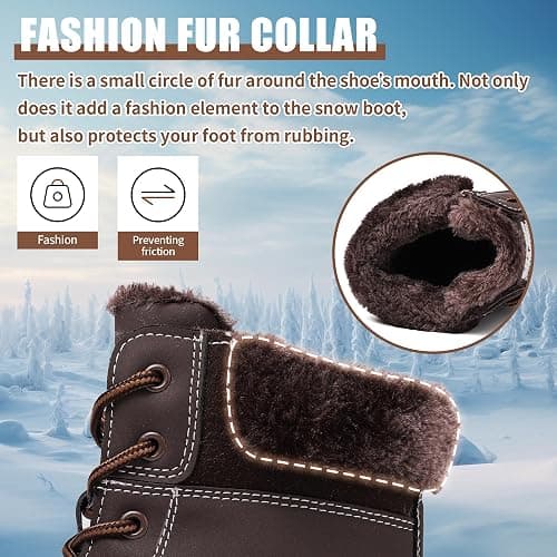 BKWHDAY Winter Boots for Women Snow Boots Waterproof Fur Lined Warm Hiking Boots Ladies Lace Up Walking Boots Anti-Slip Lightweight Outdoor Ankle Boots thumbnail 7