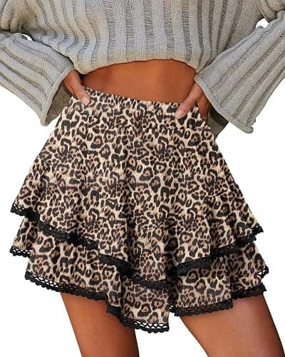 onlypuff Flowy Shorts for Women Ruffle Skorts Mini Skirts High Waisted Teen Gilrs Tennis Skort Summer Shorts thumbnail 2