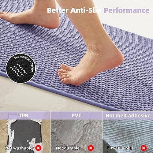 TYUU Toilet Rug, Thin Toilet Rugs U Shaped Washable Non Slip Absorbent Quick Dry Low Pile Toilet Mat, Lavender 20"x24" U Shape thumbnail 4
