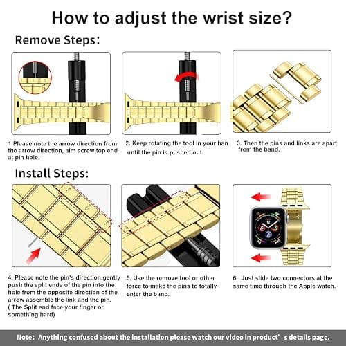 MioHHR Solid Stainless Steel Band Compatible with Apple Watch 38mm(Series 3/2/1) 40mm(Series SE/6/5/4) 41mm(Series 9/8/7) Metal Strap with Soft TPU Case for iWatch Bands for Women and Men, Gold thumbnail 6