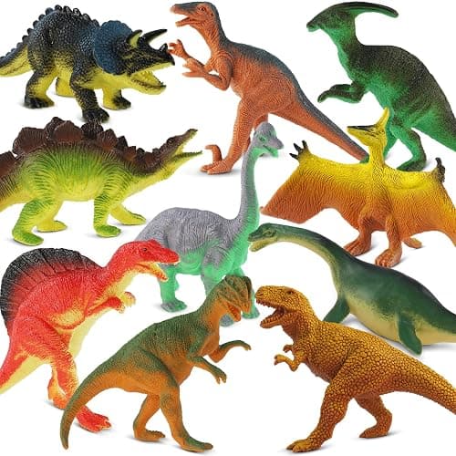 Zippytots Dinosaur Toys for Kids 3-5, 10 PCS Realistic Plastic Dinosaur Figure Toy Set Including T-Rex, Stegosaurus, Spinosaurus, Ideal Gift for Toddle - Image 1
