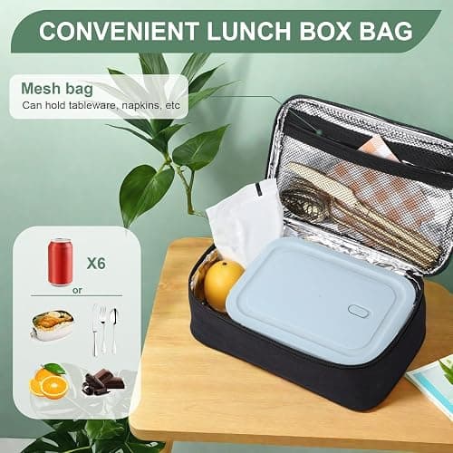 Hemiks Sac Isotherme Repas, 4L Petit Glaciere Souple Isotherme Portable Lunch Bag Isotherme Pratique pour Lunch Box Homme Femme Enfants École Bureau Pique-Nique, Noir thumbnail 2