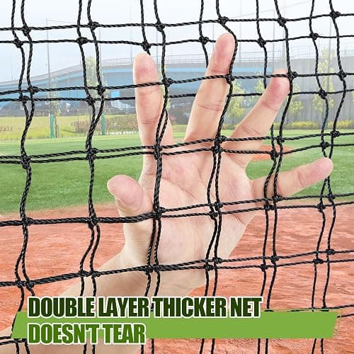 Seenelling Standard C Shaped Pitching Screen Softball Baseball Screen Softball Pitcher Pitching Machine Protector with Carry Bag, 7'H x 5'W 45 Ply Netting with 3'' x 18'' Cutout 1.5'' Diameter Frame thumbnail 6