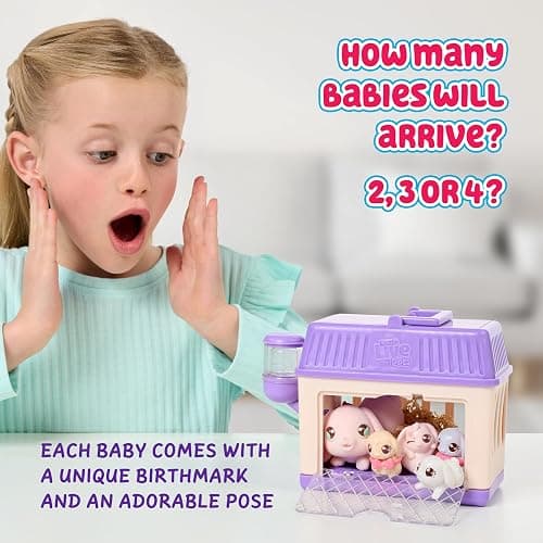 Little Live Pets Bunny Mini Interactive Toy Set, Hutch Animal Playset with 3 Surprise Babies, 20+ Sounds, Bunny Accessories for Girls Ages 3+ thumbnail 4