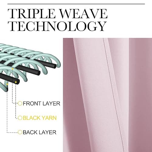 NICETOWN Nursery Essential Thermal Insulated Solid Grommet Top Blackout Curtains/Drapes (1 Pair, 42 x 63 inches in Baby Pink) thumbnail 5