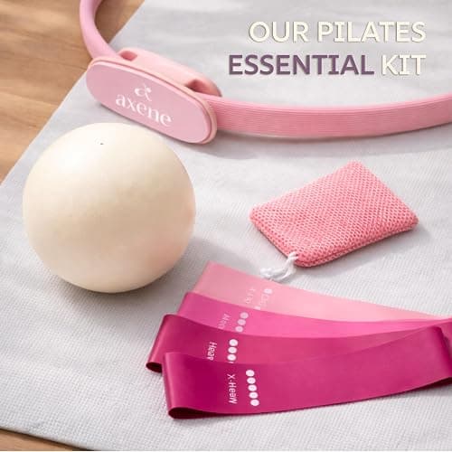 Axene Pilates Kit for Women – 14-Piece Set with Pilates Ring, Ball, Resistance Bands & Sliders | Home Workout Equipment, Non-Slip Socks, Yoga Strap, Bilingual Guide, Carry Bag thumbnail 8