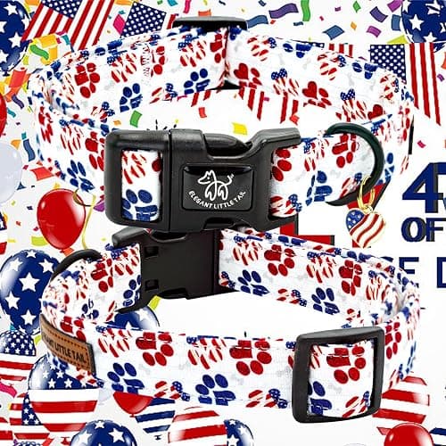 Elegant little tail Independence Dog Collar, 4th of July Holiday Pet Collars Cotton Patriotic Puppy Girl or Boy Soft Pet Gift Adjustable Dog Collar for Small Medium Large Dogs thumbnail 3