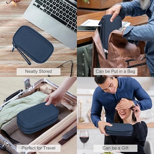FYY Electronic Organizer, Travel Cable Organizer Bag Pouch Accessories Carry Case Portable Waterproof Double Layers All-in-One Storage for Cable, Cord, Charger, Phone, Earphone Navy thumbnail 7