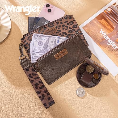 Montana West X Wrangler Keychain Wristlet Wallets for Women Dual Pouch Wristlet with Zipper Coin Purse Large Capacity and Easy to Carry thumbnail 7