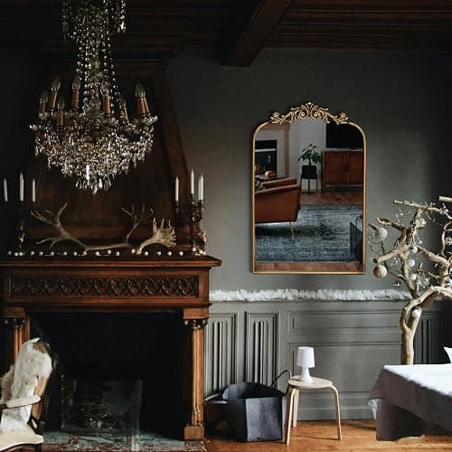 Awhtixbo Miroir Baroque Antique Doré - Miroir Murale Vintage avec Forme Arche Doré pour Hall, Salon & Salle de Bain, 40x61cm thumbnail 6