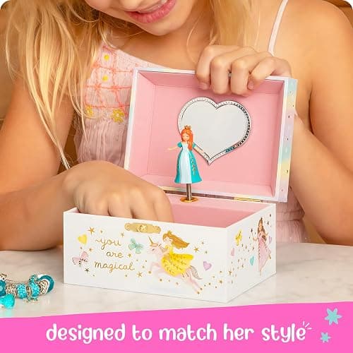 Giggle & Honey Musical Princess Jewelry Box for Girls - Kids Jewelry Box with Spinning Princess, Princess Gifts for Girls, Unicorn Toys - 6 x 4.7 x 3.5 in thumbnail 4